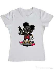 Tricou ADLER dama Gangsta Mouse Alb