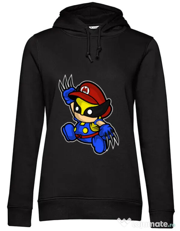 Hoodie dama cu gluga Mario Wolverine Negru