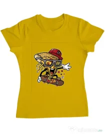 Tricou ADLER dama Pizza Skater Galben