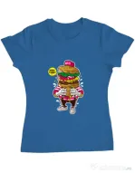 Tricou ADLER dama I Love Burger Albastru azuriu