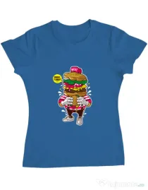 Tricou ADLER dama I Love Burger Albastru azuriu