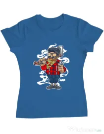 Tricou ADLER dama Pizza Beard Albastru azuriu