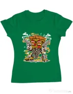 Tricou ADLER dama Pizza Gangster Verde mediu
