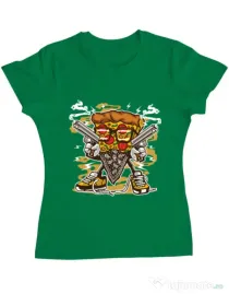 Tricou ADLER dama Pizza Gangster Verde mediu