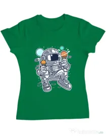 Tricou ADLER dama Astronaut Ice Cream Verde mediu