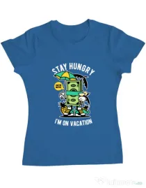 Tricou ADLER dama Stay Hungry Albastru azuriu
