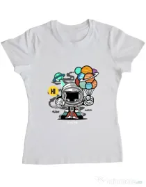 Tricou ADLER dama Gift From Outer Space Alb