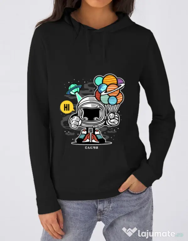 Hoodie dama cu gluga Gift From Outer Space Negru