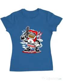 Tricou ADLER dama Cigarette Killer Albastru azuriu