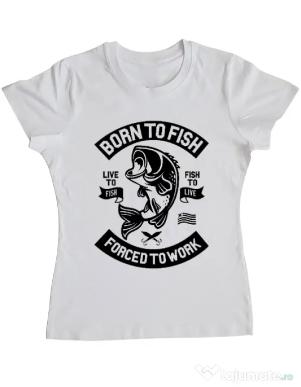 Tricou ADLER dama Born To Fish Alb