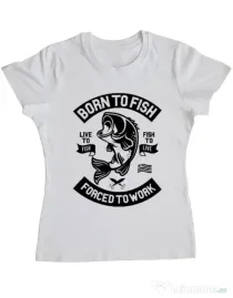 Tricou ADLER dama Born To Fish Alb