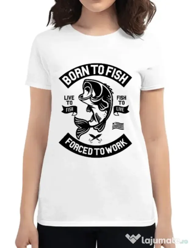 Tricou ADLER dama Born To Fish Alb