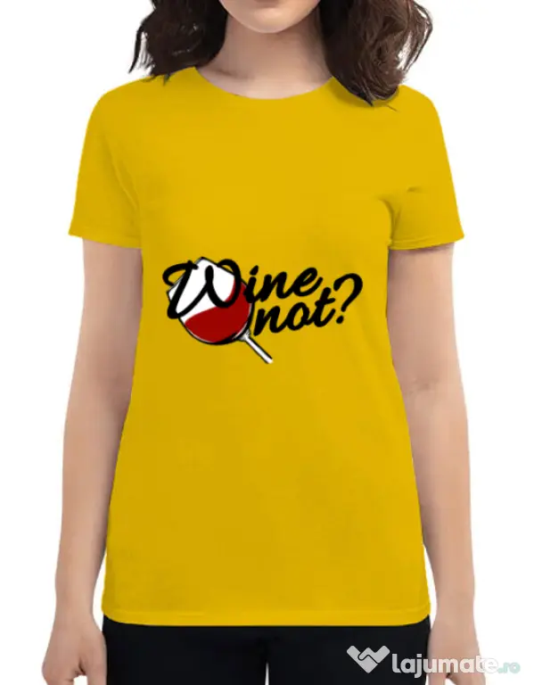 Tricou ADLER dama Wine not Galben