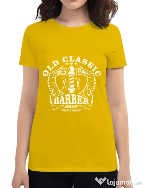 Tricou ADLER dama Old Classic Barber Galben