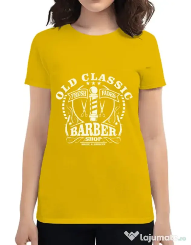 Tricou ADLER dama Old Classic Barber Galben