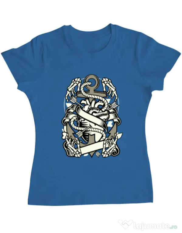 Tricou ADLER dama Heart and Anchor Albastru azuriu