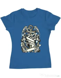 Tricou ADLER dama Heart and Anchor Albastru azuriu
