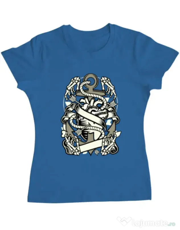 Tricou ADLER dama Heart and Anchor Albastru azuriu