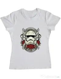 Tricou ADLER dama Sugar Skull Trooper Alb