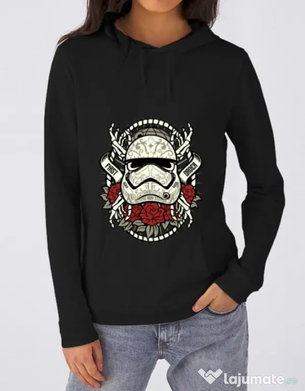 Hoodie dama cu gluga Sugar Skull Trooper Negru