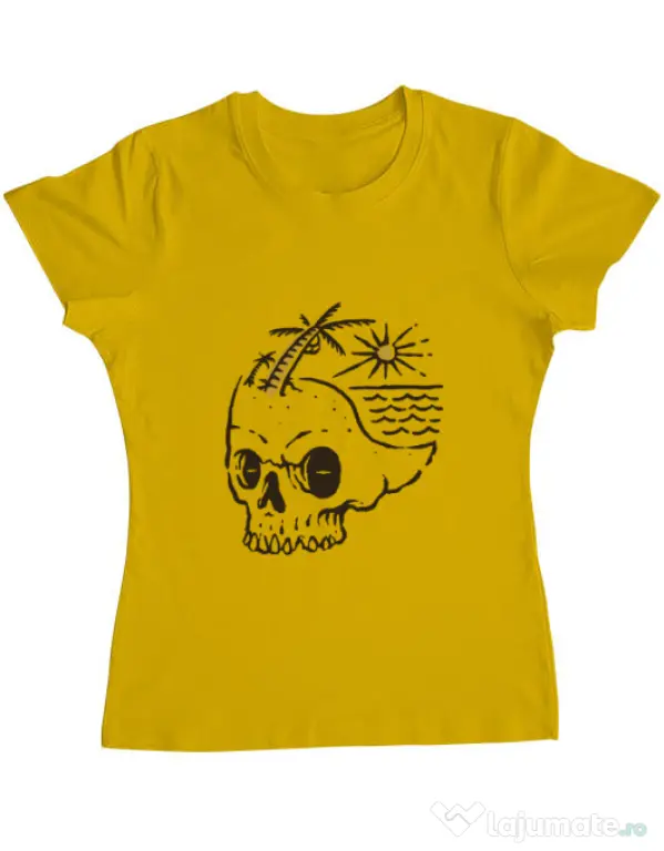 Tricou ADLER dama Skull Island Galben