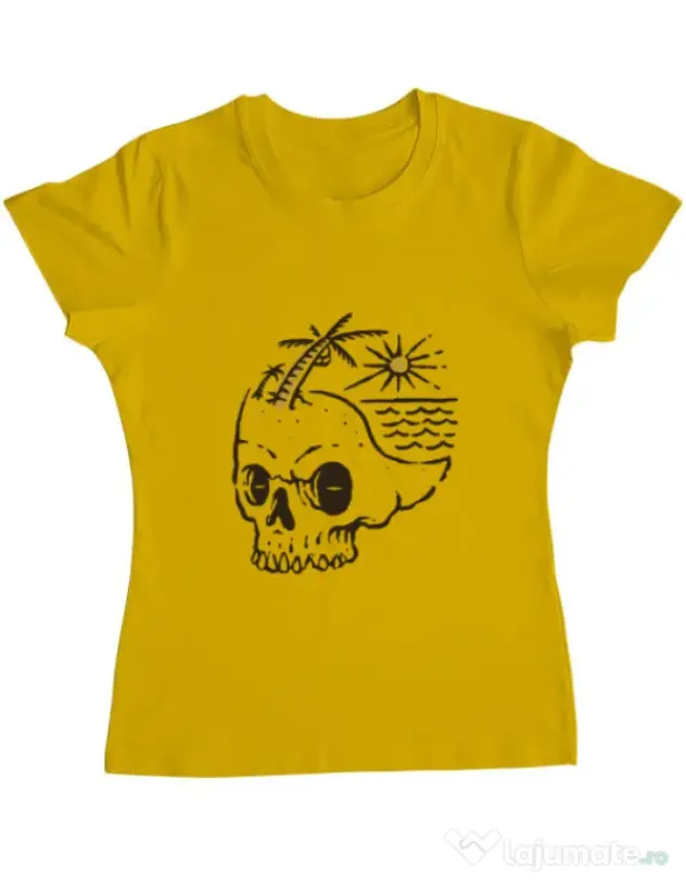 Tricou ADLER dama Skull Island Galben