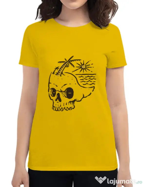Tricou ADLER dama Skull Island Galben