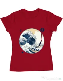 Tricou ADLER dama The Great Wave off Sound Rosu