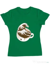 Tricou ADLER dama The Great Wave off Coffee Verde mediu