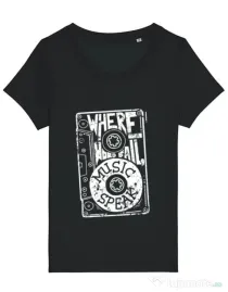 Tricou STANLEY STELLA dama Where words fail, music speaks Negru