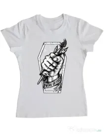 Tricou ADLER dama Work or Die Alb