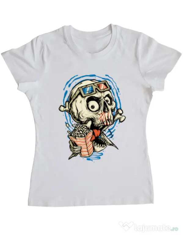 Tricou ADLER dama Skull Movie Alb