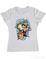 Tricou ADLER dama Skull Movie Alb
