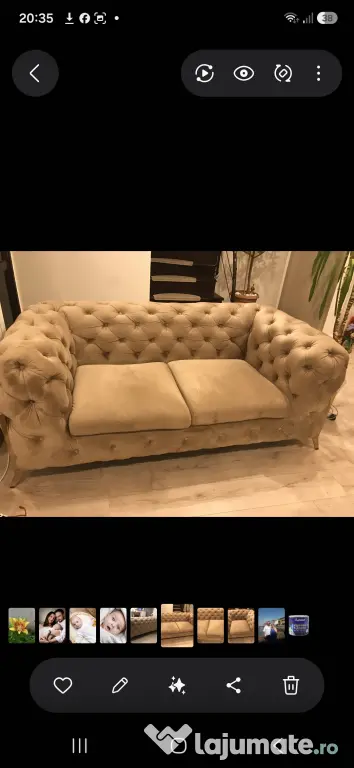 Vând canapea Chesterfield 2 locuri si un fotoliu