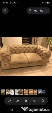 Vând canapea Chesterfield 2 locuri si un fotoliu