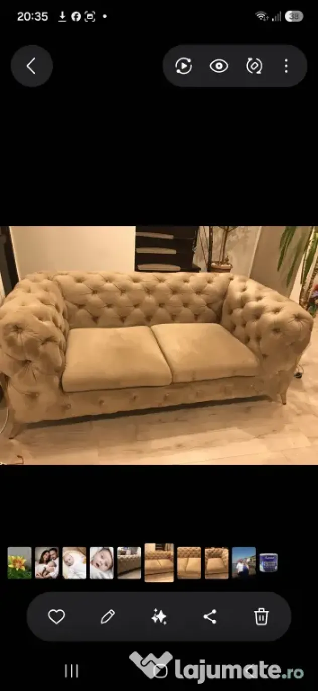 Vând canapea Chesterfield 2 locuri si un fotoliu