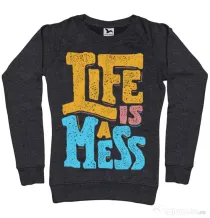 Bluza ADLER dama Life Is A Mess Negru melanj