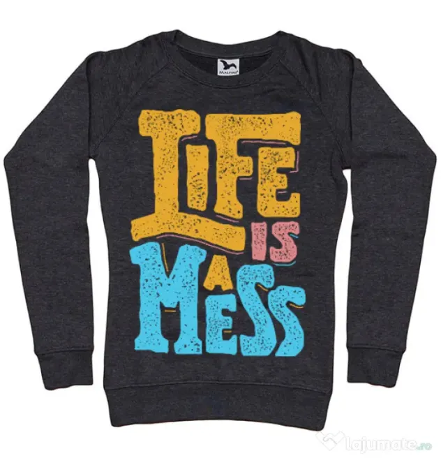 Bluza ADLER dama Life Is A Mess Negru melanj