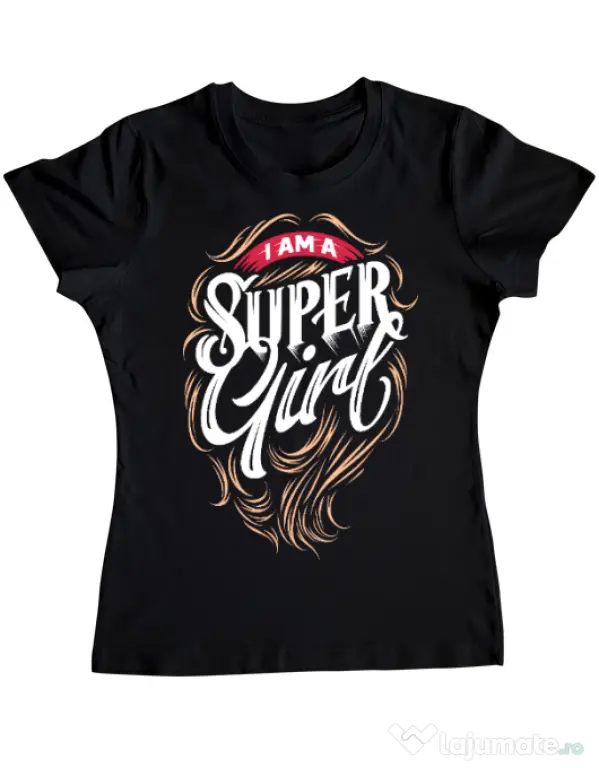 Tricou ADLER dama I am a Super Girl Negru