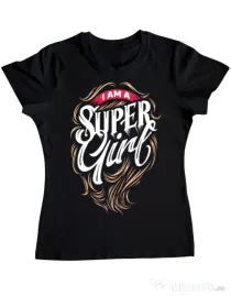 Tricou ADLER dama I am a Super Girl Negru