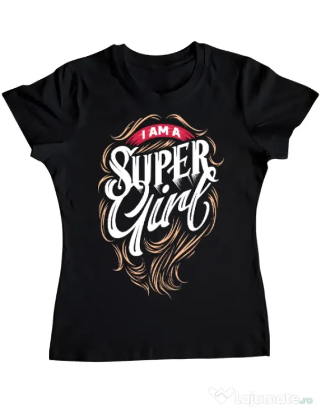 Tricou ADLER dama I am a Super Girl Negru