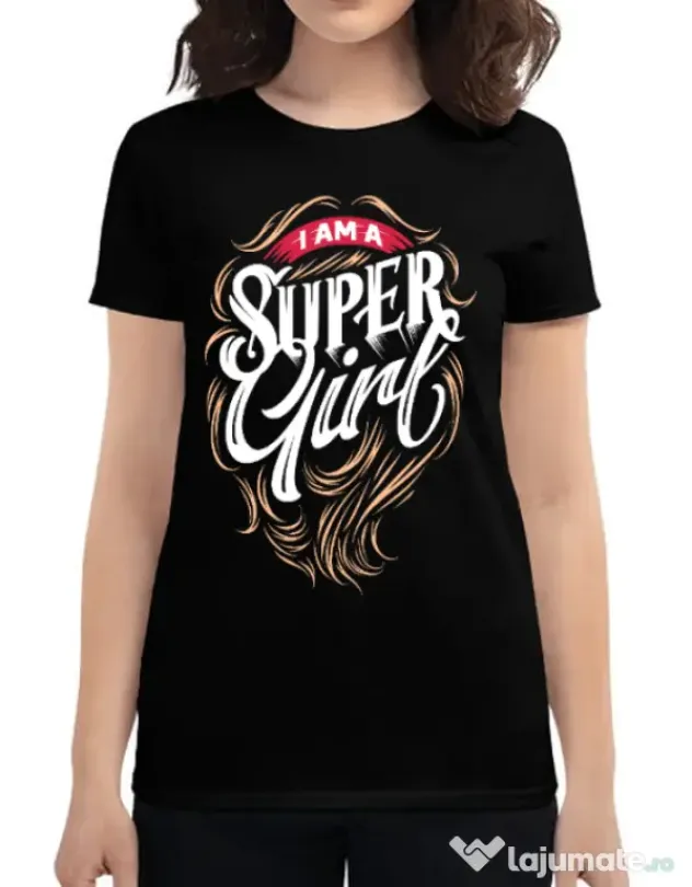 Tricou ADLER dama I am a Super Girl Negru