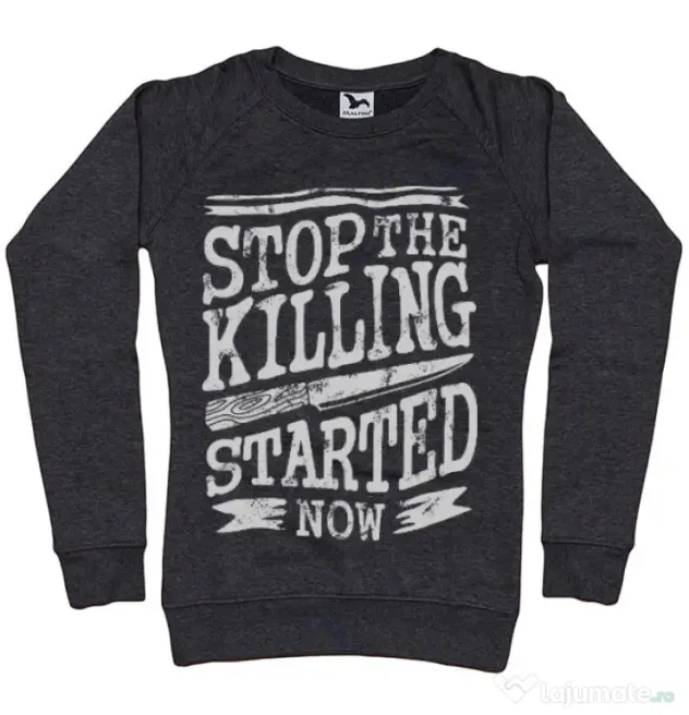 Bluza ADLER dama Stop The Killing Started Now Negru melanj