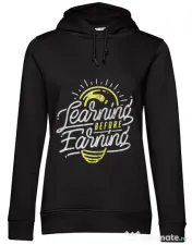 Hoodie dama cu gluga Learning Before Earning Negru 