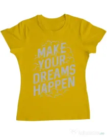 Tricou ADLER dama Make your dreams happen Galben