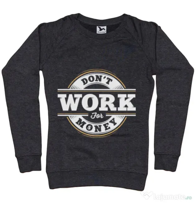Bluza ADLER dama Dont work for money Negru melanj