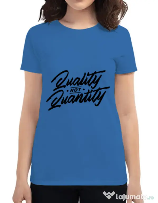 Tricou ADLER dama Quality not quantity Albastru azuriu