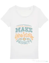 Tricou STANLEY STELLA dama Make yourself a priority Alb
