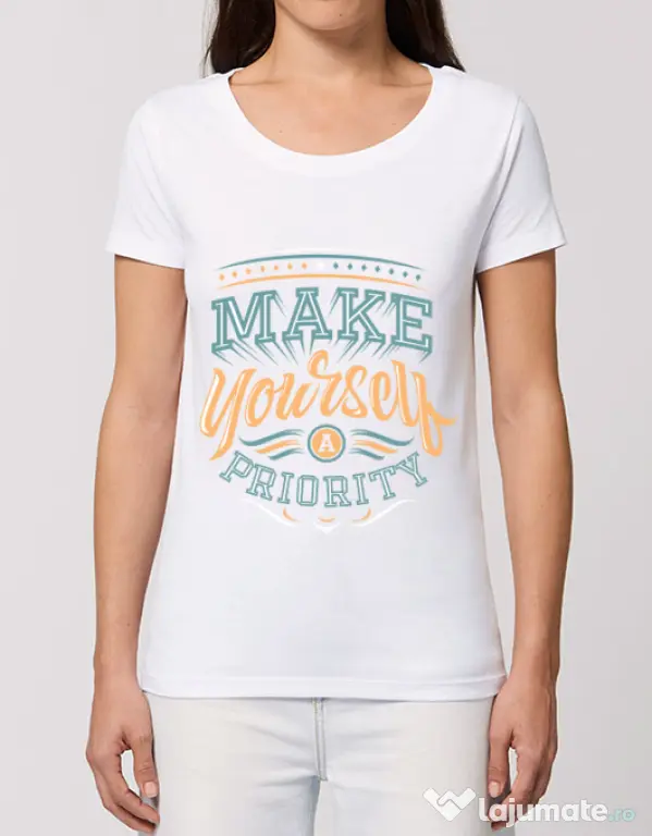Tricou STANLEY STELLA dama Make yourself a priority Alb