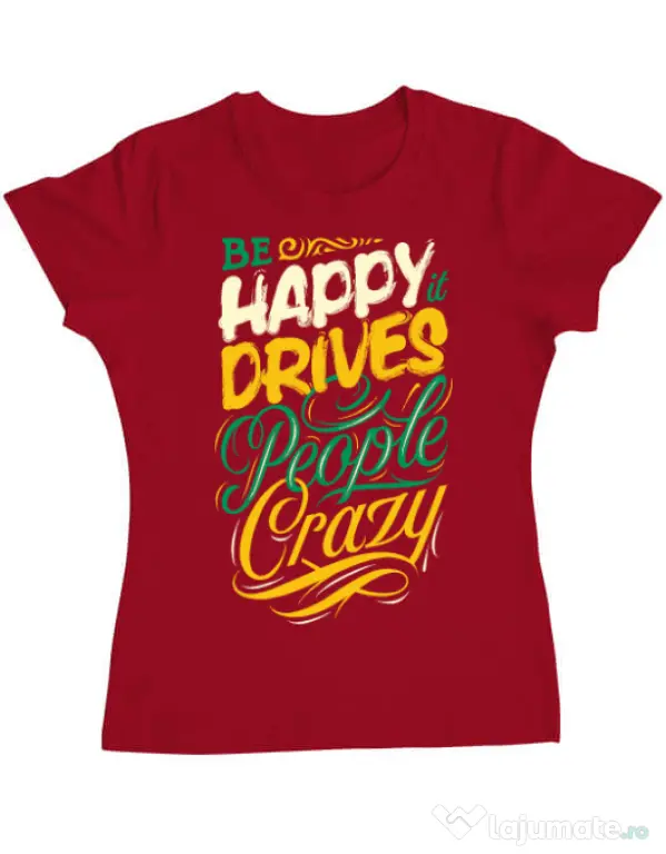 Tricou ADLER dama Be happy Rosu